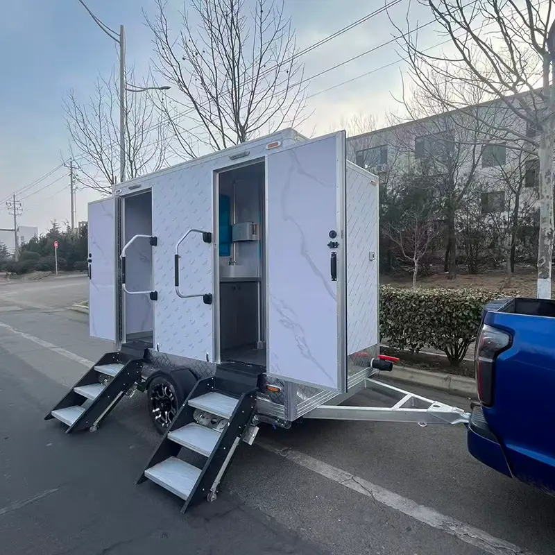 Trailer ຫ້ອງນໍ້າ Portable ສອງສະຖານີ
